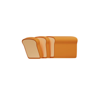 3D Bread Loaf Icon &ndash; Sliced Bread Illustration in Minimal Style