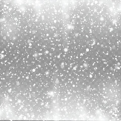 Realistic Falling White Snow Overlay Texture on Transparent Background. Vector