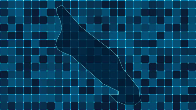 Modern Digital grid map illustration of Aruba Technology geography background
