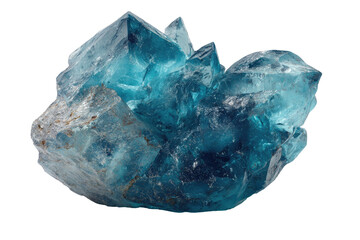 Fototapeta premium A translucent, aquamarine crystal cluster, with sharp facets and a rugged, natural base