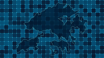 Modern Digital grid map illustration of Hong Kong Technology geography background © pondolar
