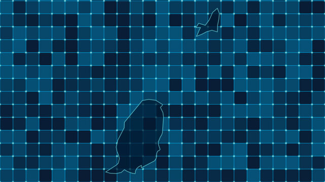 Modern Digital grid map illustration of Grenada Technology geography background