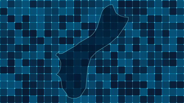 Modern Digital grid map illustration of Guam Technology geography background