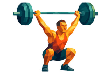 Obraz premium Low poly athlete lifting barbell in vibrant geometric style