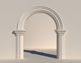 Fototapeta premium Elegant Archway and Columns in a White Structure Architectural Design, Detail, Structure, Render.