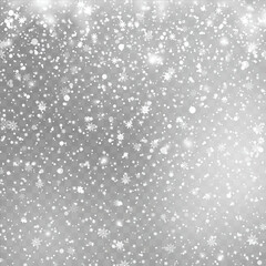 Realistic Falling White Snow Overlay Texture on Transparent Background. Vector