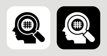 Pattern Seeker Icon In Black and White Glyph Style