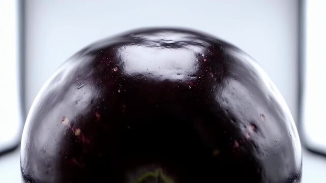 A single perfect purple eggplant glistening under studio lights