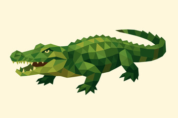 Fototapeta premium Low poly crocodile art - geometric green reptile design for modern decor and wildlife themes