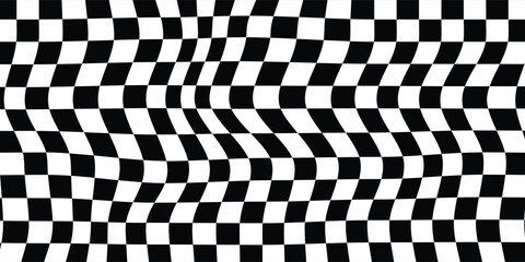 Black and white checkered pattern. Chess pattern. Black and white checkered background. 3D checkered wallpaper. vector illustration