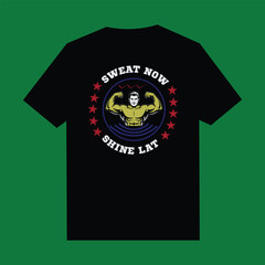 Fototapeta premium Black t-shirt with muscular man graphic and text bodybuilding