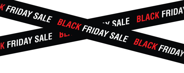Black friday sale tape crossing over on transparent background