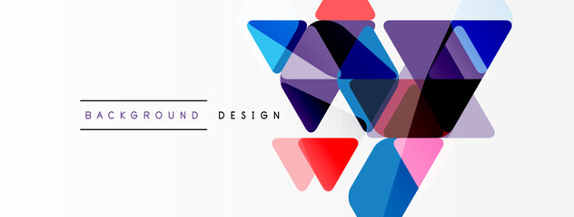 Abstract geometric shapes overlap, creating vibrant colorful design. White background provides clean contrast. Modern aesthetic.