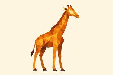 Fototapeta premium Geometric giraffe in low poly art style on light background