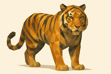 Obraz premium Geometric art tiger: low poly style of a majestic striped predator
