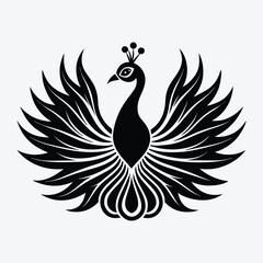 Peacock With Wings Vector Illustration