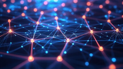 Abstract network visualization with glowing nodes and interconnected lines design