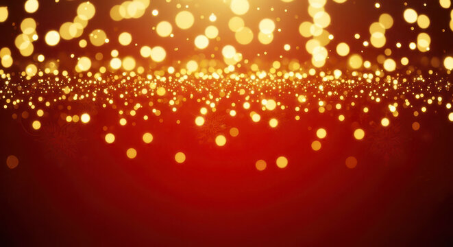 Golden bokeh lights on a rich red background abstract - Powered by Adobe