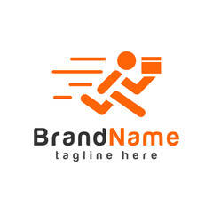 Delivery Man Logo. Symbol & Icon Vector Template. illustration of a running man