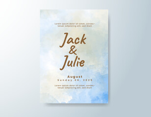 Wedding invitation with abstract watercolor background