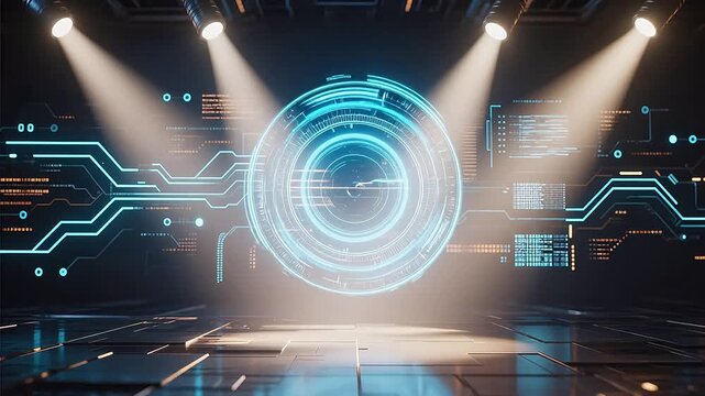 Futuristic digital interface with circuit patterns