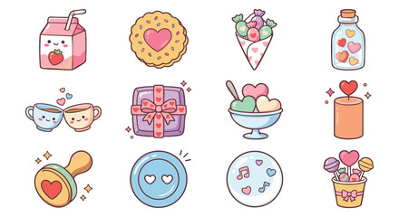 Sweeten your designs with adorable love themed treats and gifts kawaii style vector art