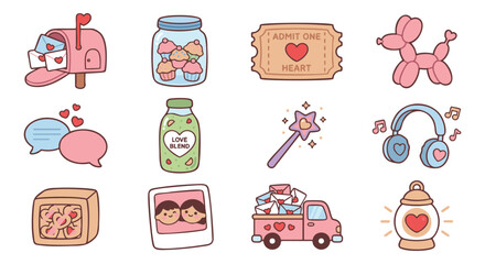 Spread the love with these adorable Valentine's Day themed sticker designs for your project