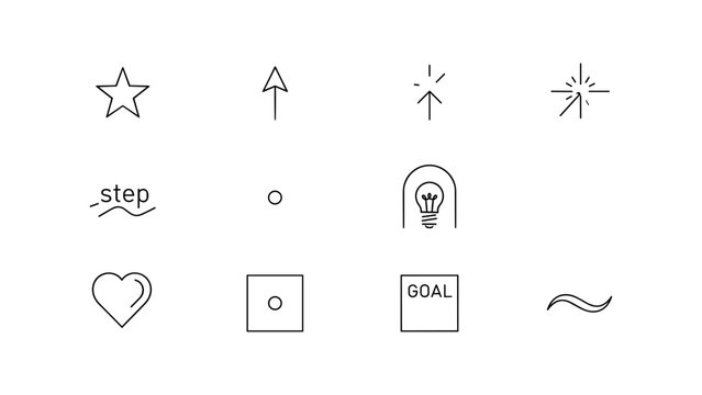 Minimalist line art icons for goals and inspiration - Powered by Adobe