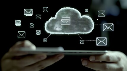 Person holding cutting edge smartphone showcasing cloud computing icon and digital connection.