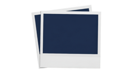 Blank stacked instant photo frames on transparent background
