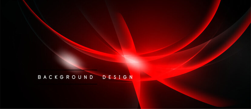 Abstract red lines radiate from central point. Dark background creates dramatic visual effect. Modern design element.