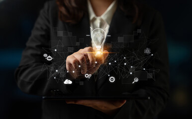 AI innovation with neural network and digital transformation. AI innovation drives automation, powers ideas, AI innovation enhances SEO, and AI innovation enables global connection. Latch