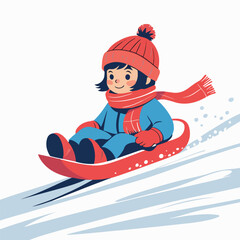 Winter Sledding Child Character