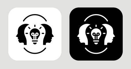 Fusion Mind Icon In Black and White Glyph Style