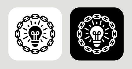Obraz premium Spark Chain Icon In Black and White Glyph Style