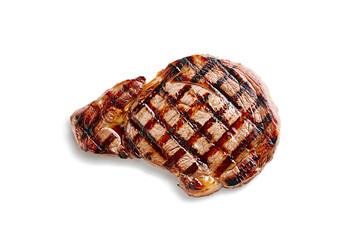 freshly grilled steak isolated on white background