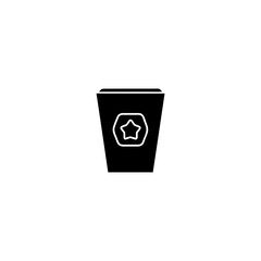 Silhouette of a coffee cup with a star in a hexagon shape on transparent background