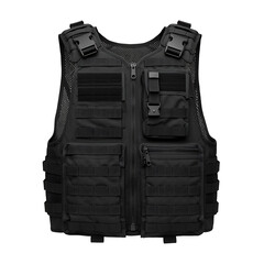 Tactical military black vest with molle system and pouches equipment