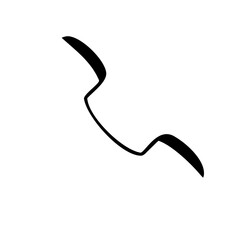 Abstract black line art with curved ends on white canvas on transparent background