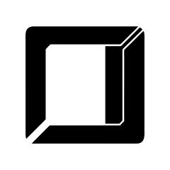 Illustration of a black square with a cutout in the middle on transparent background