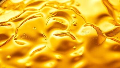 Abstract golden liquid texture with organic flowing patterns and light reflections