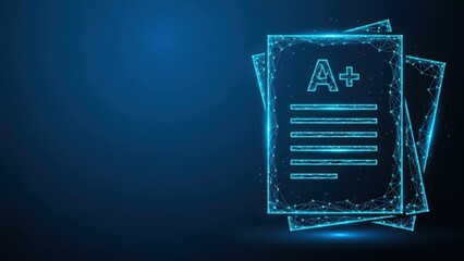 Digital illustration of an academic report card with an A+ grade