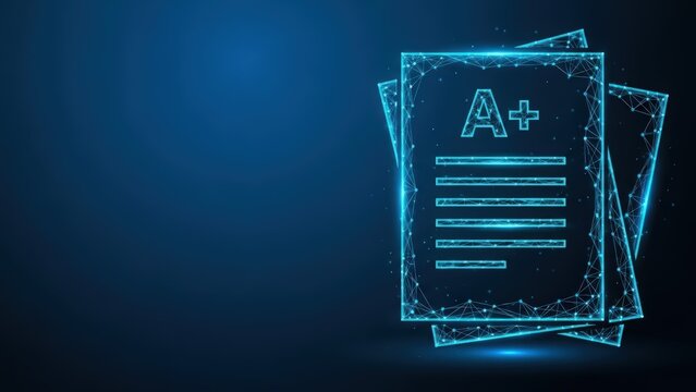 Digital illustration of an academic report card with an A+ grade