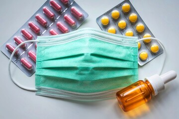 Medical supplies including face mask pills and nasal spray