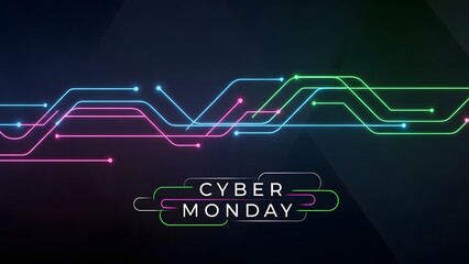 Cyber Monday abstract background with glowing circuit lines and digital connections.