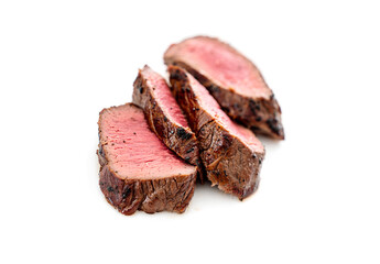 Obraz premium freshly grilled steak isolated on white background