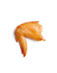 Grilled chicken wings on a white background.