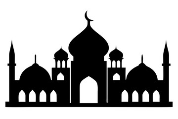 mosque silhouette vector, mosque black symbol
