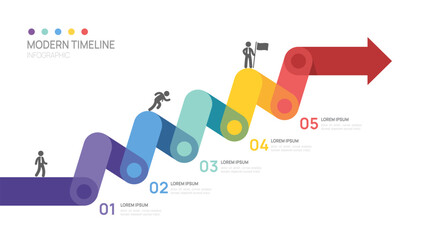 Infographics arrow point timeline business 5 steps to success template.