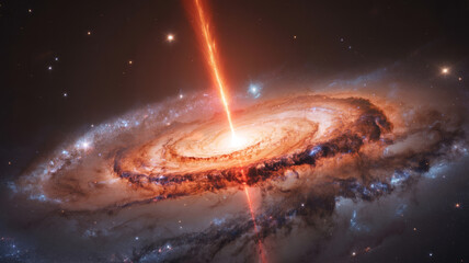 Artists impression of a quasar with a powerful jet